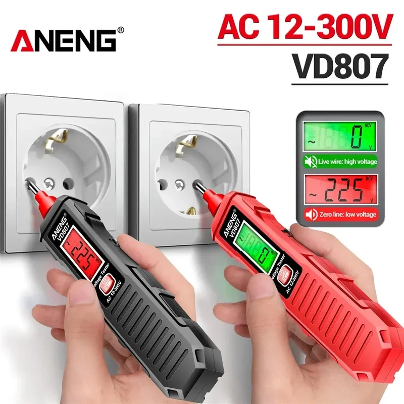 VD807 Ein-Wort-Induktion, tragbar, 50/60 Hz, intelligenter elektrischer Stifttester, NCV-Sensor, AC 12–300 V, berührungslose Drahtdetektor-Werkzeuge