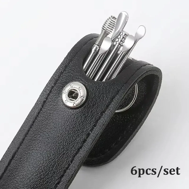 6Pcs Ohr Reiniger Wachs Pickers Earpick Wachs Entferner Kürette Ohr Pick Reiniger Kit ohrenschmalz Löffel Pflege Ohr Sauber werkzeug Edelstahl