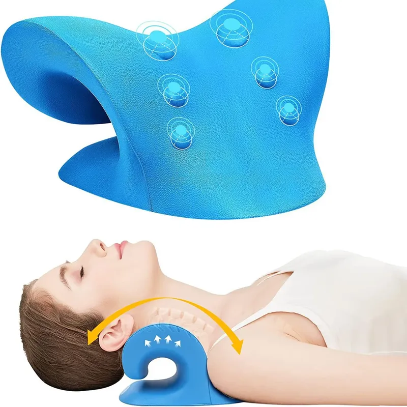 Nacken-Schulter-Stretcher, Relaxer, zervikales Chiropraktik-Traktionsgerät, Kissen für seitliche Rücken-, Bauchschläfer, Heizkissen