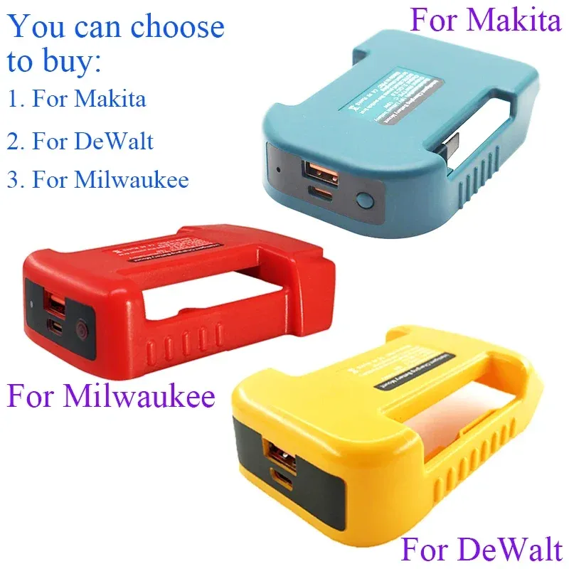 Li-Ion Batterie Gürtel Schnalle Lagerung Feste Halterung Für Makita Für DeWalt Für Milwaukee 18V USB Typ-C power Bank Ladegerät Adapter