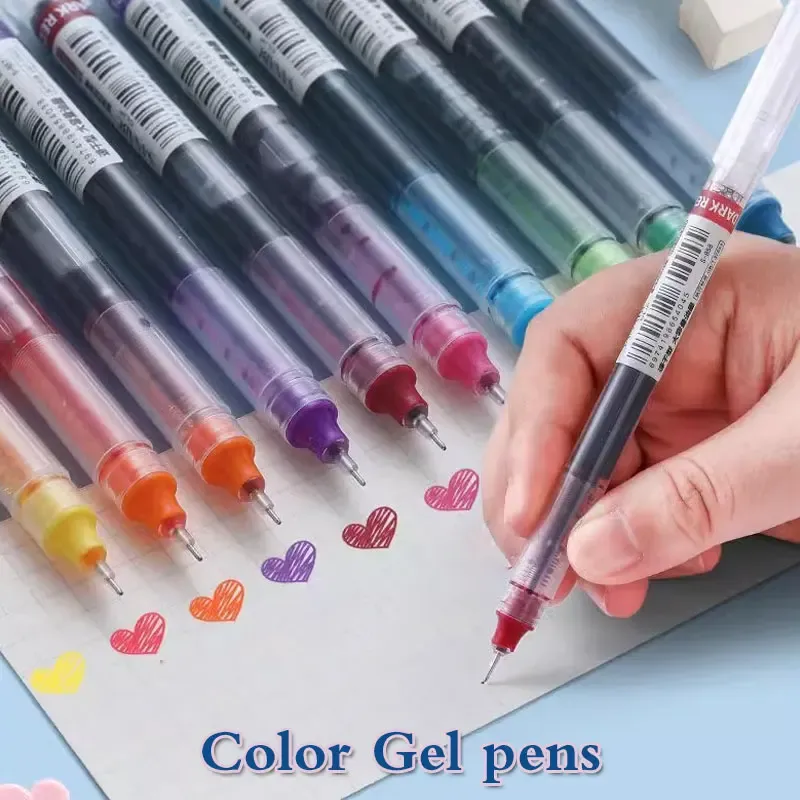 10 Stück große Kapazität, schnell trocknende Nadelspitze, farbiger Gelstift, 0,5 mm, feine spitze Kugelschreiber, DIY-Tagebuch, Zeichnung, 10 Farben