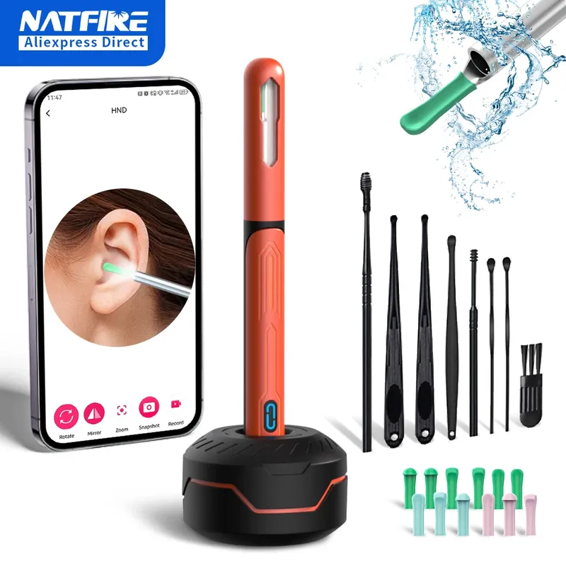 Ohrenreiniger mit Kamera-Set, HD-Ohrstöpsel, Otoskop, USB C, Aufladen, Endoskop, Wachsentfernungswerkzeug, Earpick, Ohrenreinigungsset NK3 Pro