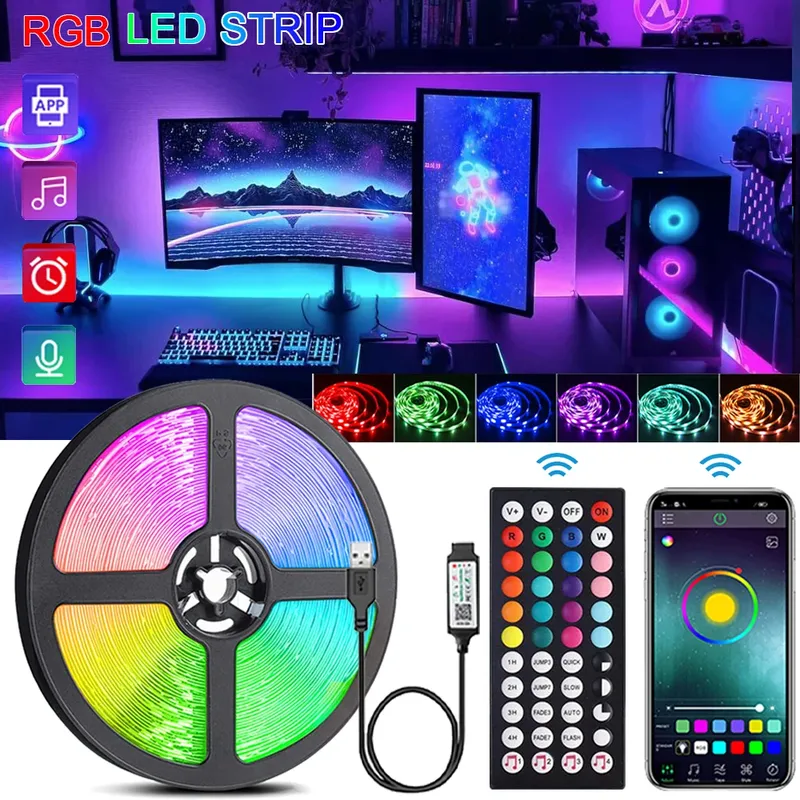 RGB LED-Streifen Lichter Musik Sync USB 5V Fernbedienung LED-Band flexible Lampe für Raum Party TV Schreibtisch Schlafzimmer Dekoration