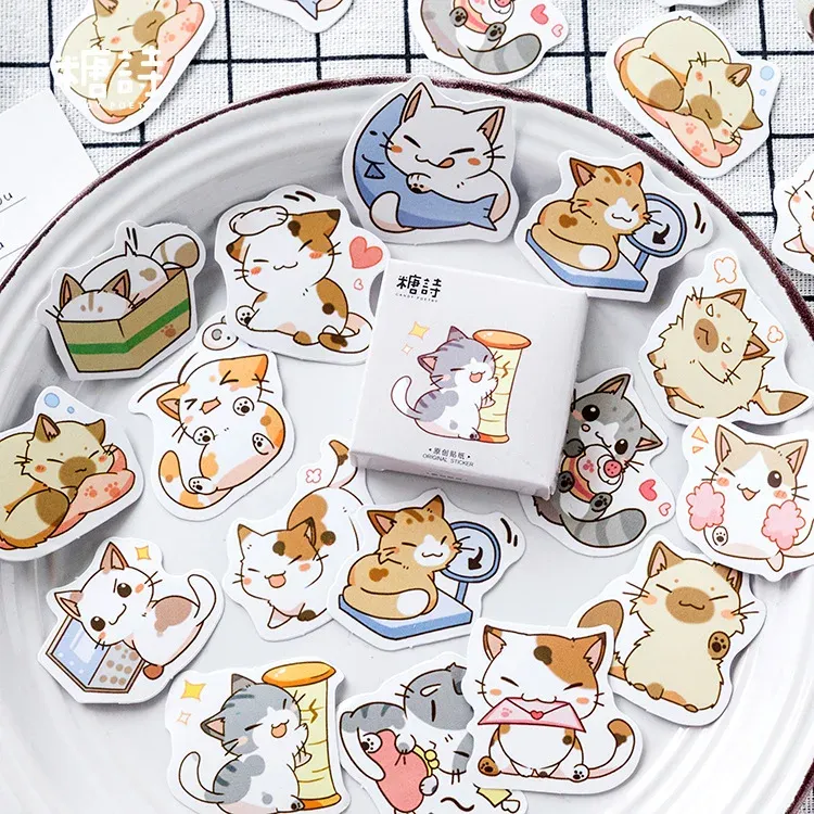 45 Stück My Cat Dekorative Aufkleber Selbstklebende Aufkleber DIY Dekoration Tagebuch Japanische Briefpapieraufkleber