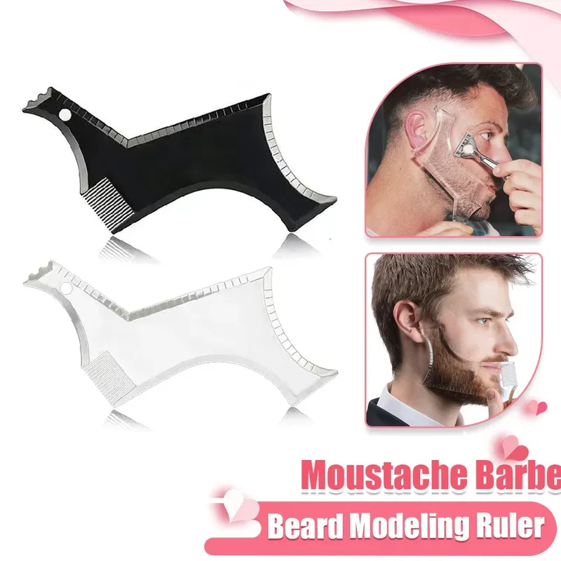 1PC Männer Bart Modellierung Lineal Gestaltung Styling Vorlage Kamm Trim Vorlagen Herrscher Schönheit Werkzeug Für Haar Trimmen Schnurrbart Barber