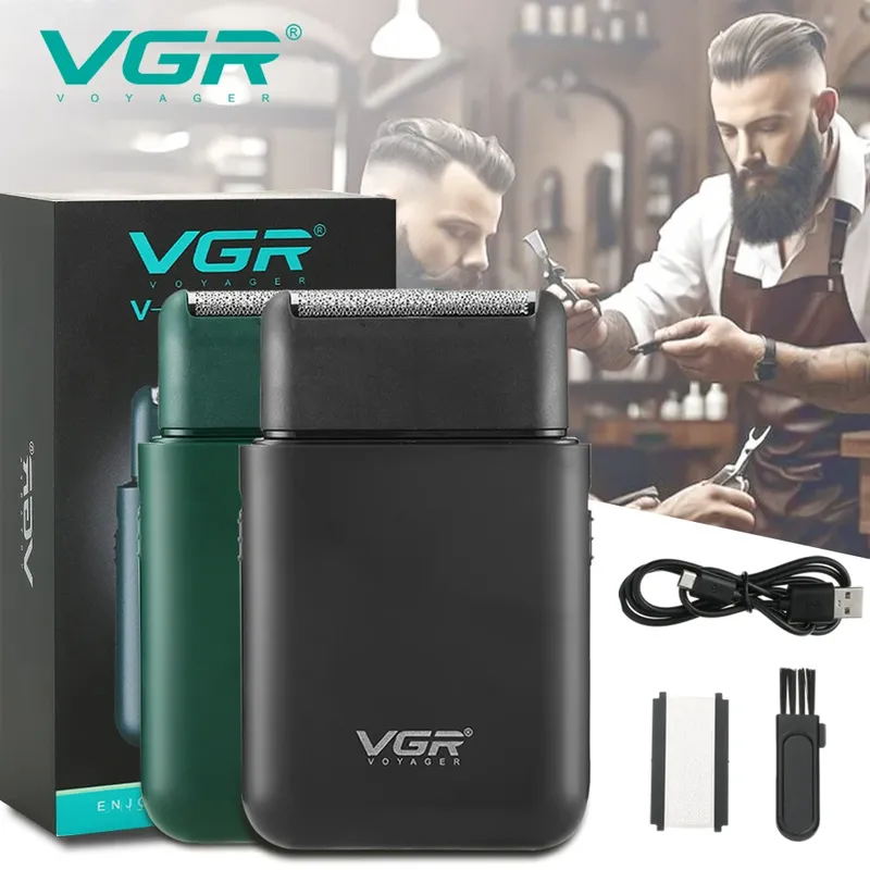 VGR V-390 Mini-Einzelklinge, kabelloser Bartschneider, Rasierer, wiederaufladbare Folie, elektrischer Gesichts- und Körperrasierer für Männer, praktischer Rasierer
