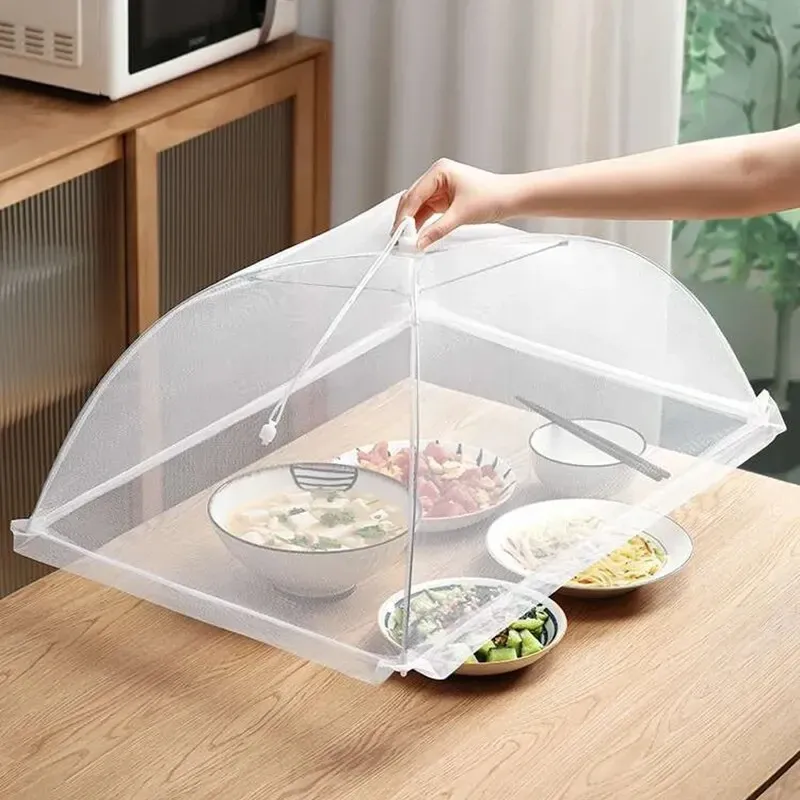 Lebensmittelabdeckung, Netzstoff, zusammenklappbar, waschbar, für Fliegen, Tische, Insektensicher, schützende Geschirrabdeckungen, Aufbewahrungszubehör für Zuhause und Küche