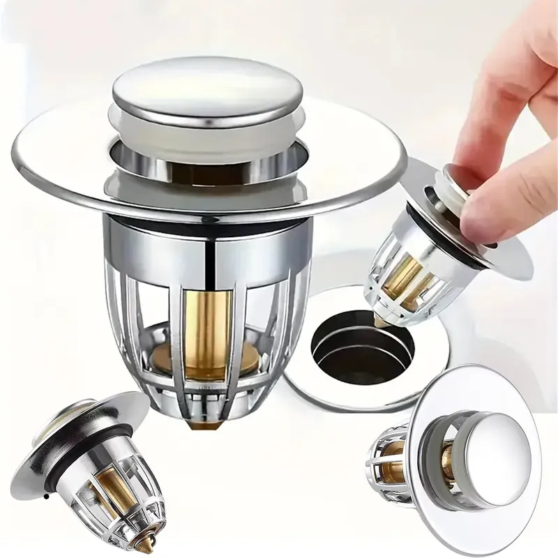 Universal Rebound Ablass schraube Filter becken Pop-up Chrom Waschbecken Filter mit Haar fänger Waschbecken Abfluss stopfen einfach Push-Typ