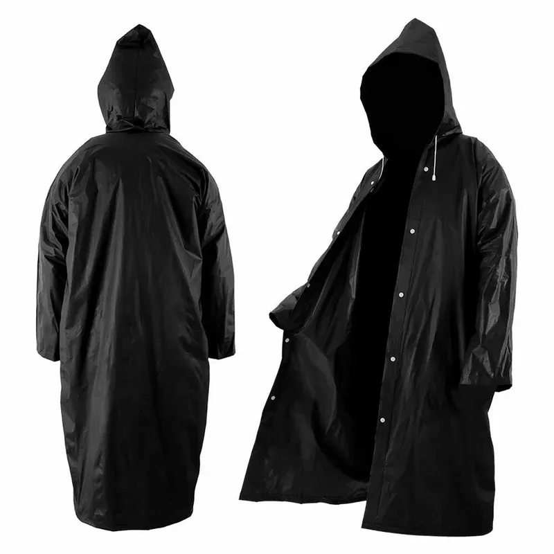 Hohe Qualität 1 stück 145*68 CM EVA Unisex Regenmantel Verdickt Regenmantel Frauen Wasserdichte Männer Schwarz Camping Wasserdichte regenbekleidung Anzug