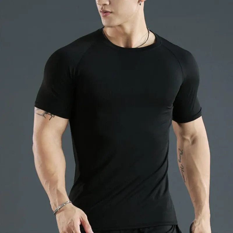 Männer Kompression Läuft T-shirt Fitness Engen Kurzarm T-shirt Training Jogging Shirts Gym Sport Quick Dry Rashgard