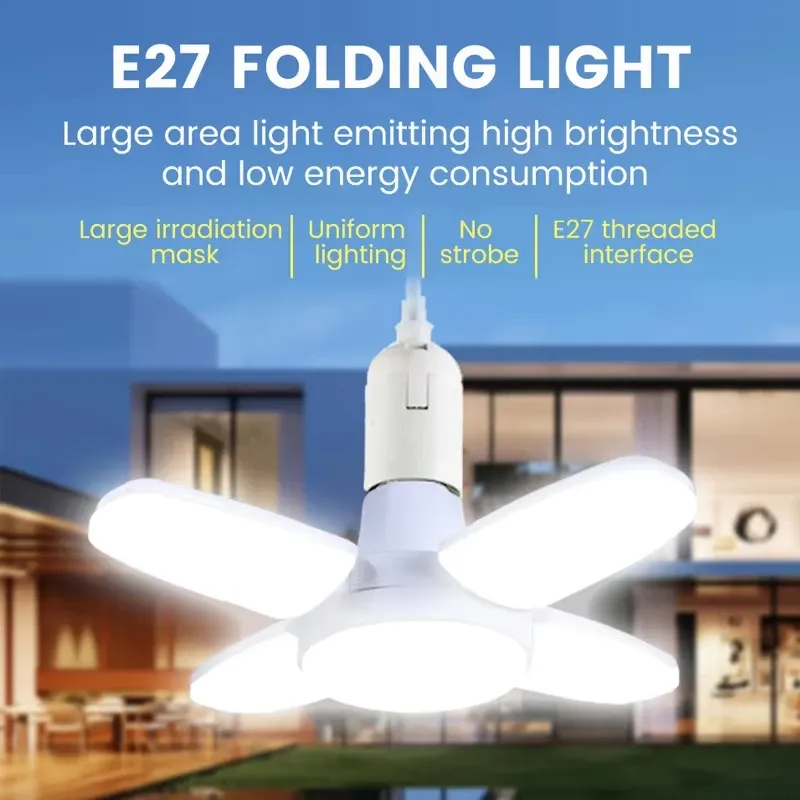 E27 Fächerförmige LED-Birne AC85-265V 28W faltbare LED-Glühbirne Lampada für Zuhause Wohnzimmer Lager Garage Deckenleuchte