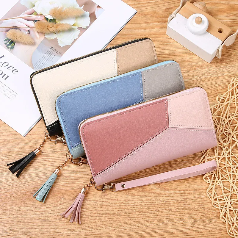 Modische Geldbörsen mit Reißverschluss für Damen, lange Geldbörsen, Handtaschen, Geldbörse, Kartenhalter, PU-Leder, Brieftasche