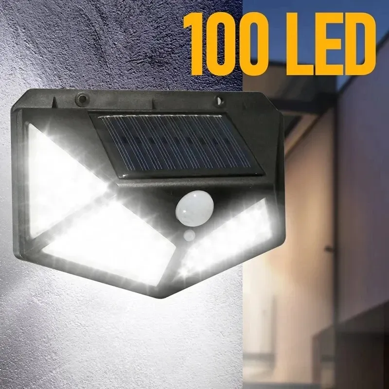 1PC 100LED Sonnenlicht Solar Wand Lampe Mit Motion Sensor Menschlichen Induktion Hof Wasserdichte Treppen Outdoor Wand Licht für garten