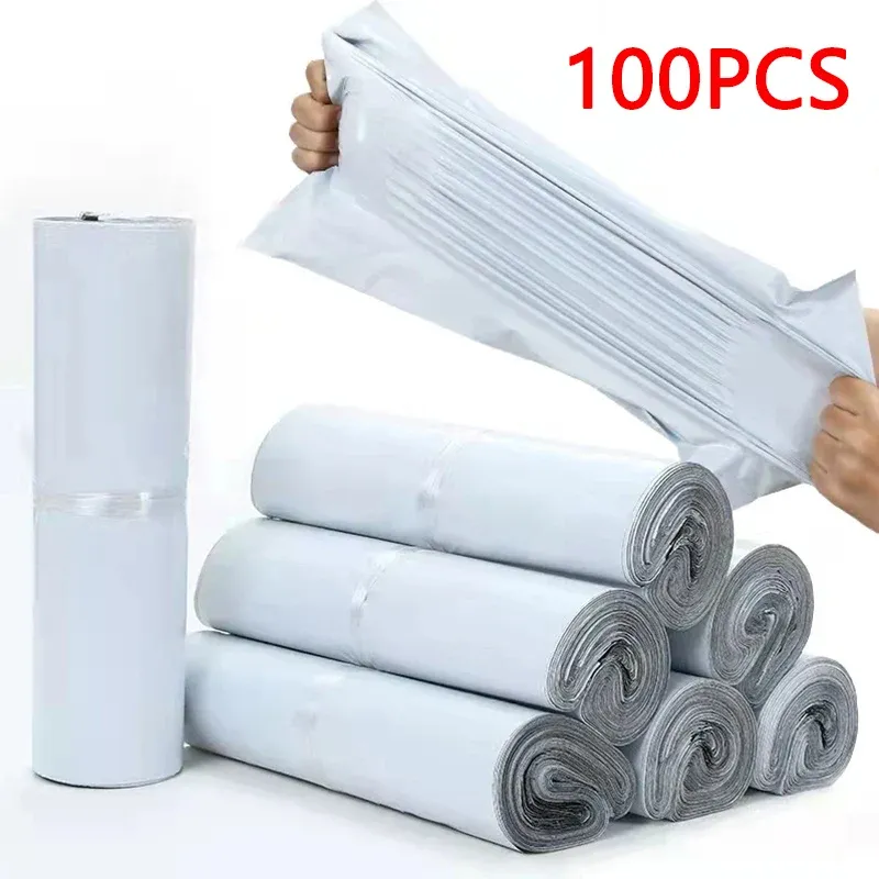 100 teile/lose Weiß Kurier Tasche Express Umschlag Lagerung Taschen Mailing Taschen Selbst Dichtung Kunststoff Poly Verpackung Beutel Wasserdicht Neue