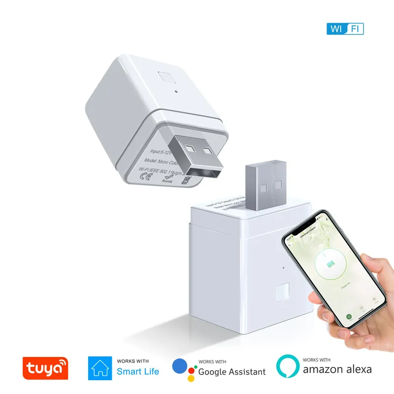 Tuya Smart Micro USB Adapter Schalter 5V, WiFi Mini USB Netzteil kompatibel mit Alexa Hey Google für Home Automation