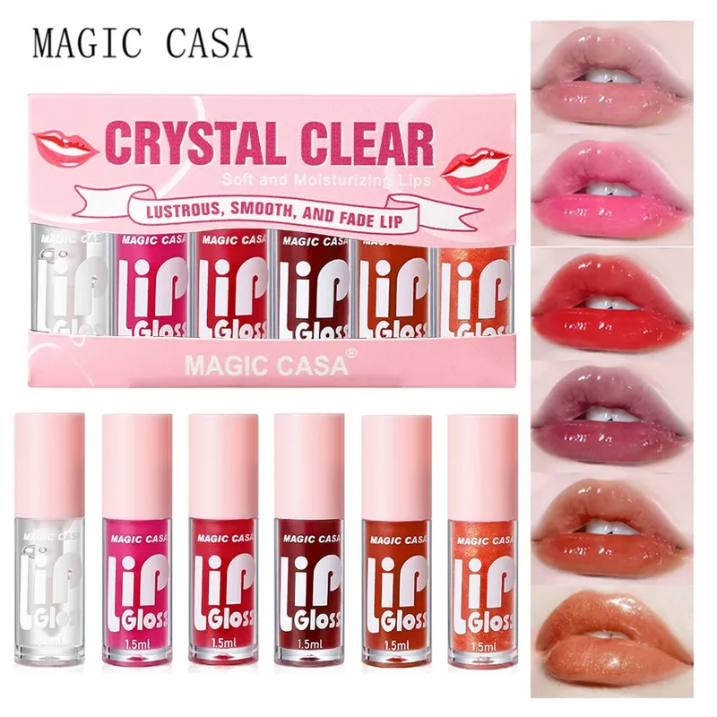MAGIC CASA 6 Stück/Set kleine Flasche, feuchtigkeitsspendendes Gelee-Lippenöl, langanhaltend, feuchtigkeitsspendend, glatt schimmernd, feuchtigkeitsspendende Lippenflüssigkeit