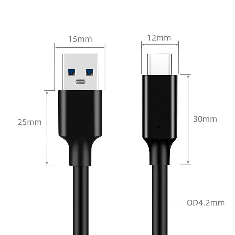USB3.2 10 Gbit/s Kabel Typ A auf USB C 3.1/3.2 Gen2 Datenübertragungskabel für SSD-Festplatte 3 A 60 W QC 3.0 Schnelllade-USB-C-Adapter