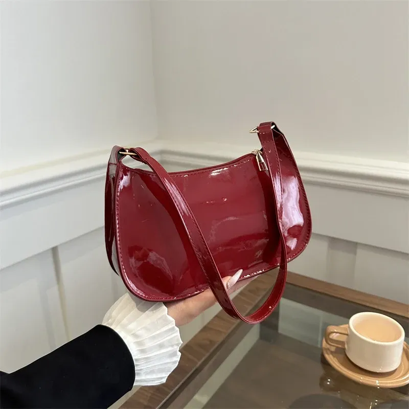 Retro einfarbig pu Leder Schulter Achsel Tasche Damenmode Handtaschen lässig Hobos Geldbörsen und Handtasche Damen Handtaschen