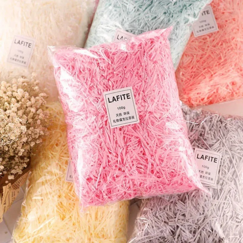 100 g buntes Bast-Schredderpapier, Konfetti-Süßigkeitskästen, DIY-Geschenkbox, Füllmaterial, Taschentuch, Party, Geschenkverpackung, Füller, Dekor