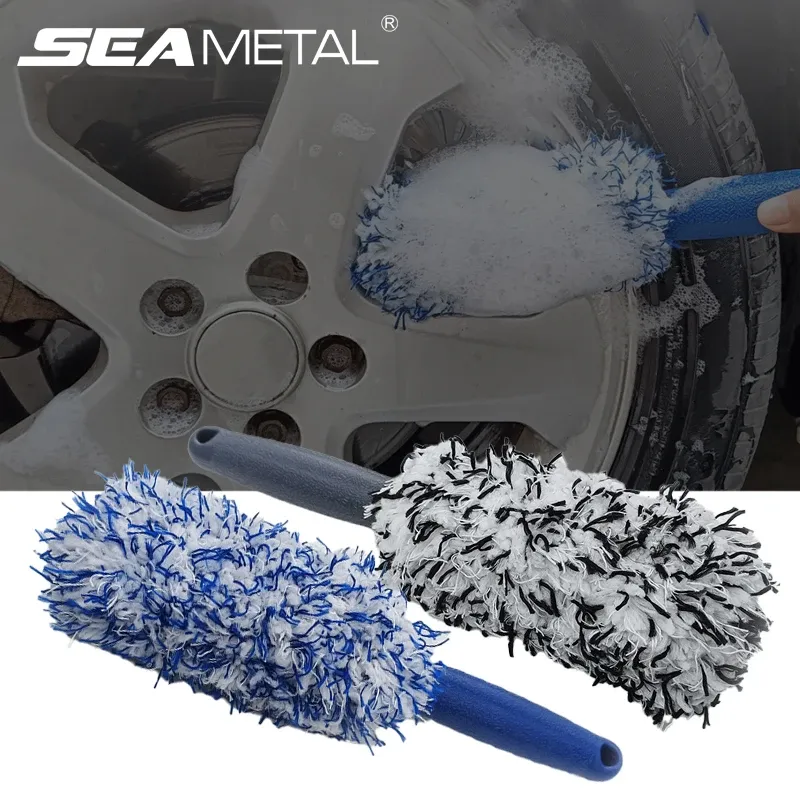 SEAMETAL Plüsch Auto Radnabe Pinsel Anti-Slip Kunststoff Griff Auto Rad Reifen Felge Pinsel Reinigung Werkzeug Auto Waschen Zubehör