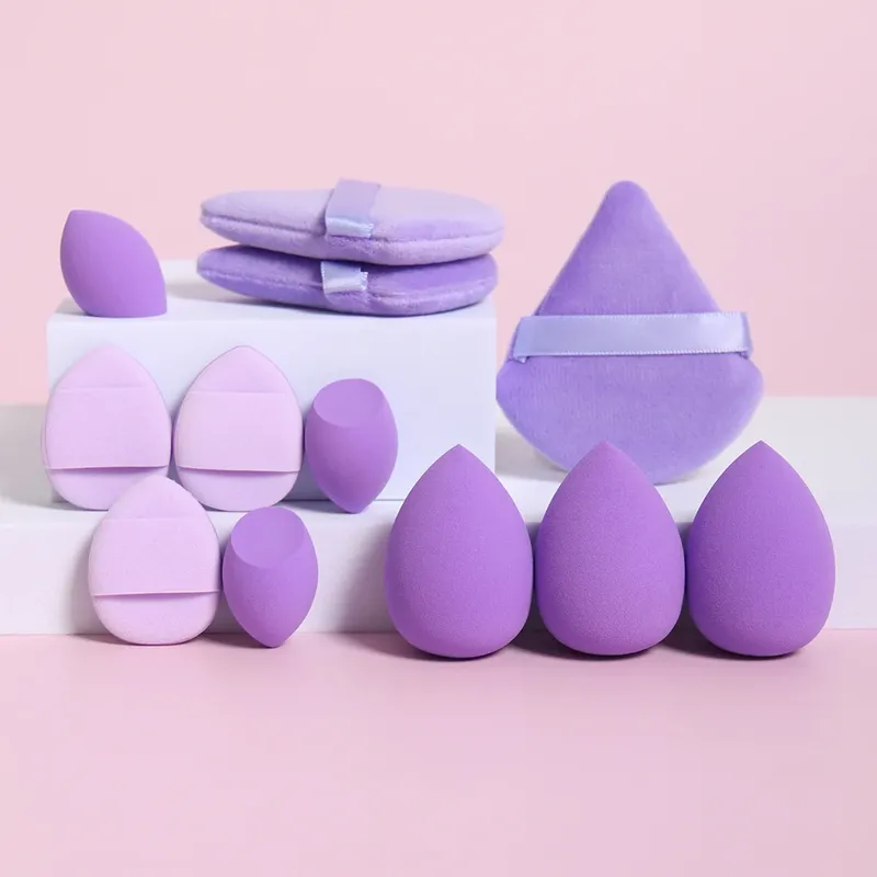 12-teiliges Allzweck-Make-up-Schwamm-Set, hergestellt aus 3 losen Puderquasten, 3 Mini-Luftpolsterquasten, 3 Beauty-Eier und 3 Mini-Beauty