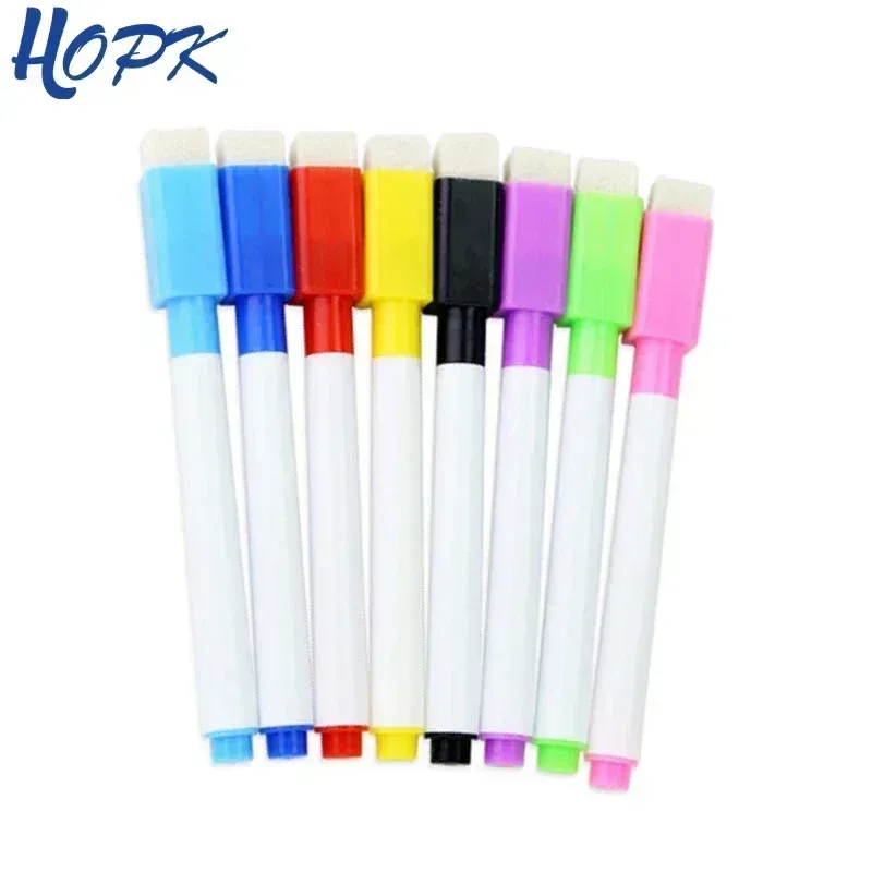 8PC Magnetische Bunte Whiteboard Stift Schwarz Weiß Board Marker Gebaut In Radiergummi Schule Versorgung kinder Graffiti Zeichnung stift
