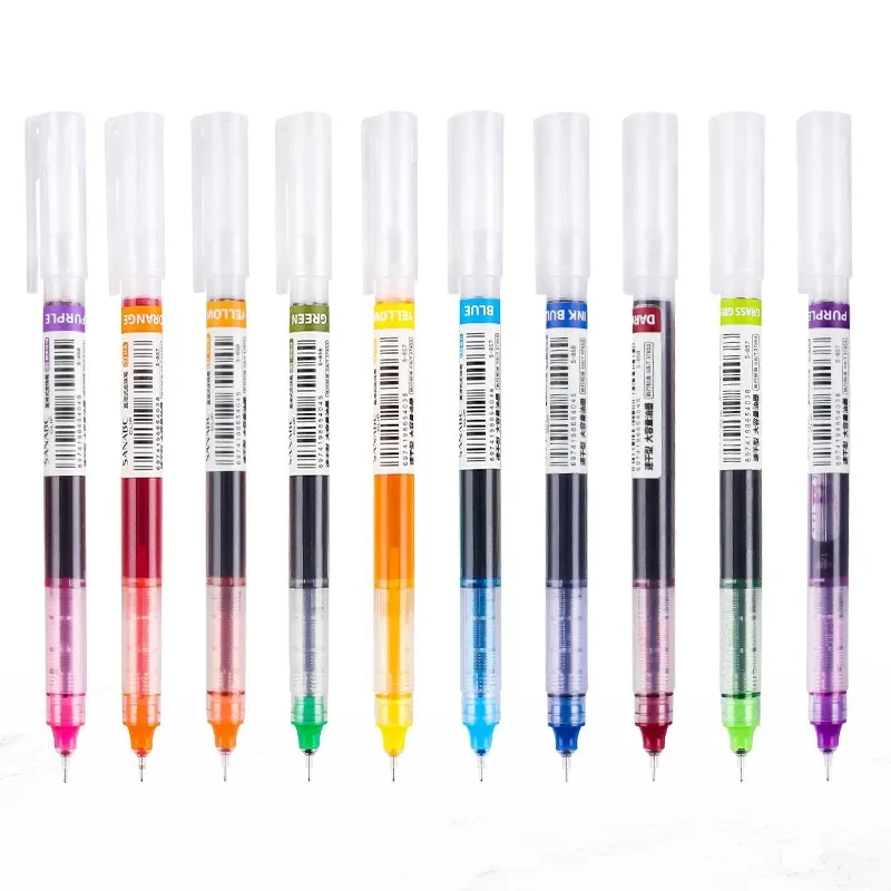 10 Farben gerader flüssiger Gelstift, schnell trocknend, große Kapazität, bunte Gelstifte, 0,5 mm, Tintenroller, Schule, Büro, Schreibwaren