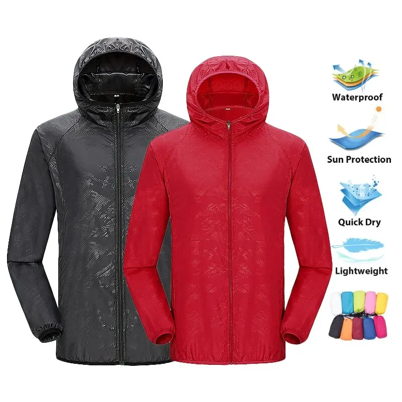LNGXO Unisex-Wanderjacke für Herren und Damen, wasserdicht, schnell trocknend, Camping, Windjacke, Trekking, Angeln, Regenmantel, Outdoor, Anti-UV-Kleidung