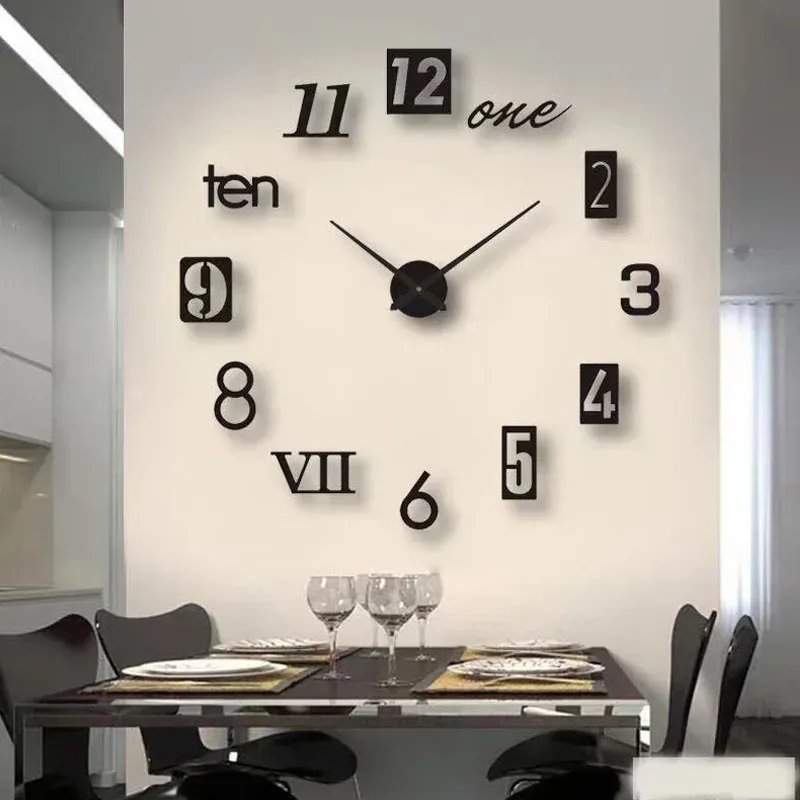 2022 neue 3D Römische Ziffer Acryl Spiegel Wanduhr Aufkleber Mode DIY Quarz Uhren Uhr Hause Dekoration Wohnzimmer Aufkleber