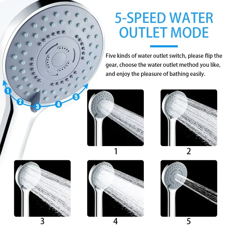 Badezimmer Sprayer Dusche Jetting Duschkopf Wasser Sparen Handheld Einstellbar 5 Modi SPA Dusche Bad Kopf Badezimmer Zubehör