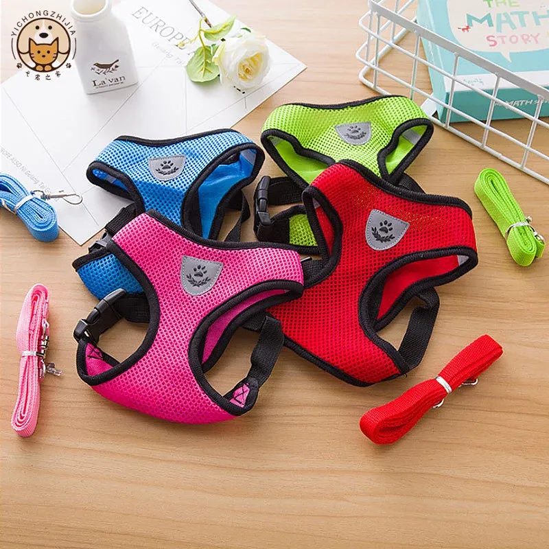 Heißer Sommer kleiner Hund Haustier Brust und Rücken atmungsaktiv Hund Brust und Rücken Anzug Katze Outdoor Zugseil Kinderhalsband