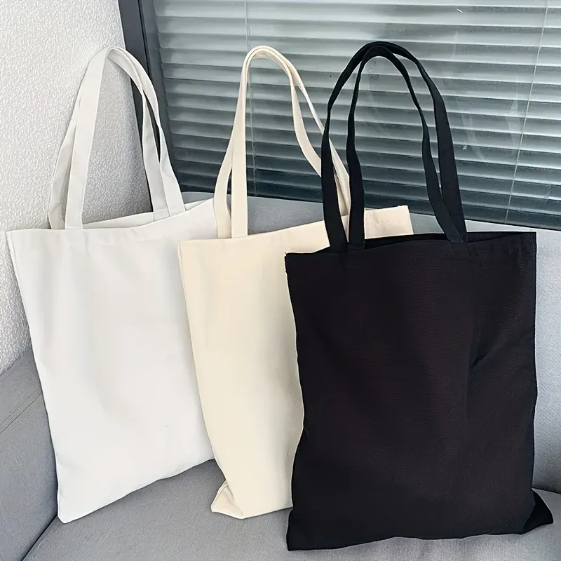 Damen-Schultertasche aus Segeltuch mit großer Kapazität, einfache, lässige, einfarbige Handtasche zum Einkaufen und Reisen