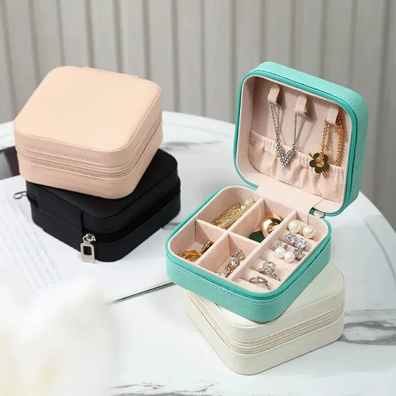 Tragbare Mini Schmuck Aufbewahrungsbox Reise Veranstalter Schmuck Fall Leder Lagerung Ohrringe Halskette Ring Schmuck Organizer Display