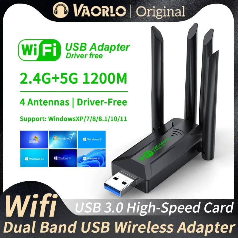 1200 Mbit/s WiFi-USB-Adapter Dualband 2,4 G + 5 GHz Wi-Fi-Dongle 4 Antenne 802.11AC USB3.0 Hochgeschwindigkeits-Wireless-Kartenempfänger PC/Laptop