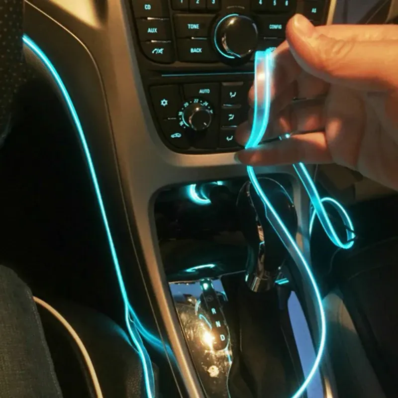 5m Auto Innen Atmosphäre Beleuchtung LED Streifen 5V DIY Flexible EL Kaltlicht Linie Rohr Mit USB Auto dekoration Umgebungs Lampe