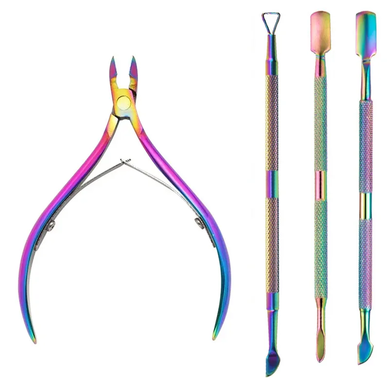 4 Teile/satz Professionelle Edelstahl Nagel Cutter Schere Zangen Muti Funktion Nagelhautschieber Entferner Nagelpflege Maniküre Kits