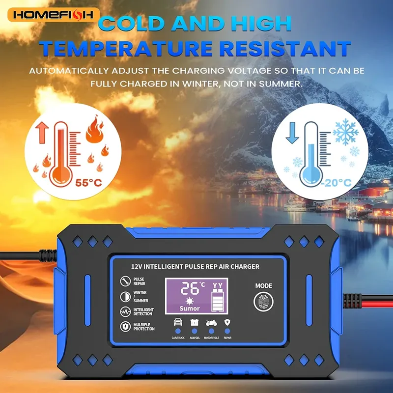 6A 12V Batterie Reparatur LCD Display Intelligente Auto Batterie Ladegerät Auto und Motorrad Batterie Lade Einheit Blei-säure