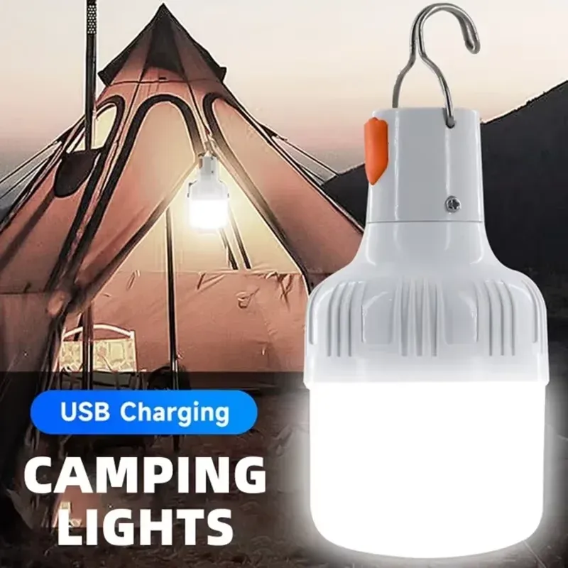 1PC Outdoor USB Aufladbare LED Lampe Lampen 60W Notfall Licht Haken Up Camping Angeln Tragbare Laterne Nacht Lichter LT014
