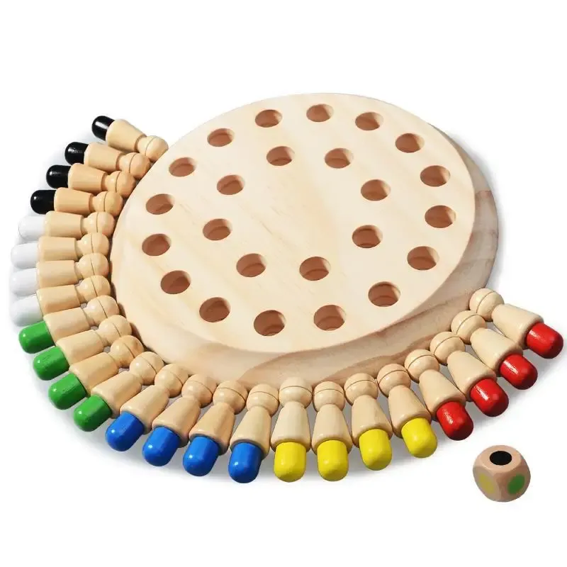 Holz Puzzle Spielzeug Montessori Pädagogisches Lernen Farbe Sensorischen BeBe Speicher Spiel Stick Schach Party Spiel Kinder Kinder