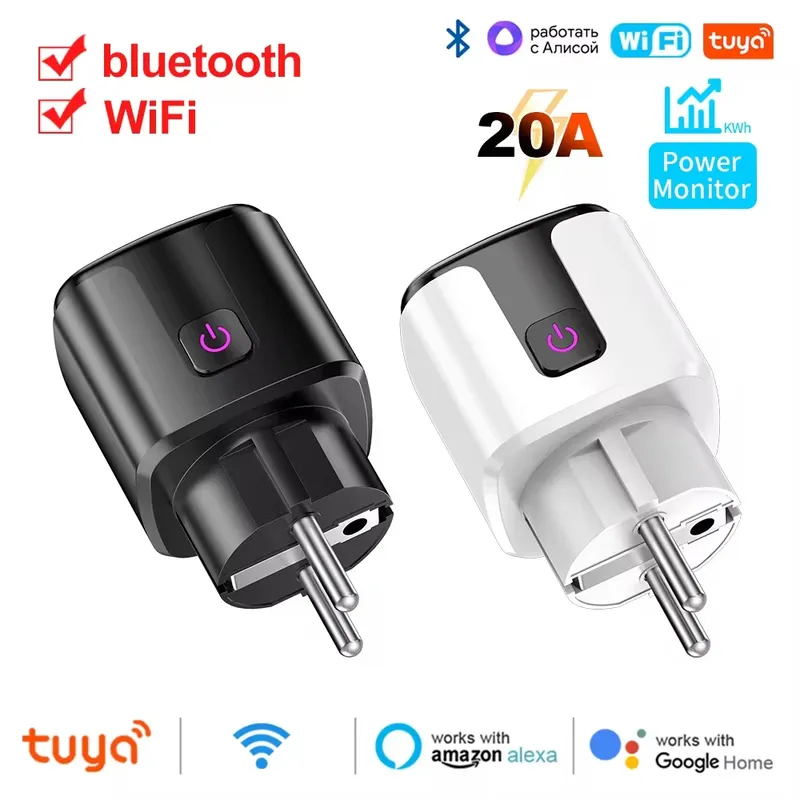 WiFi 20A Steckdose Mit Power Überwachung Tuya Smart EU Stecker Timer Kindersicherung Steckdose Google Home Alice SmartThings Alexa