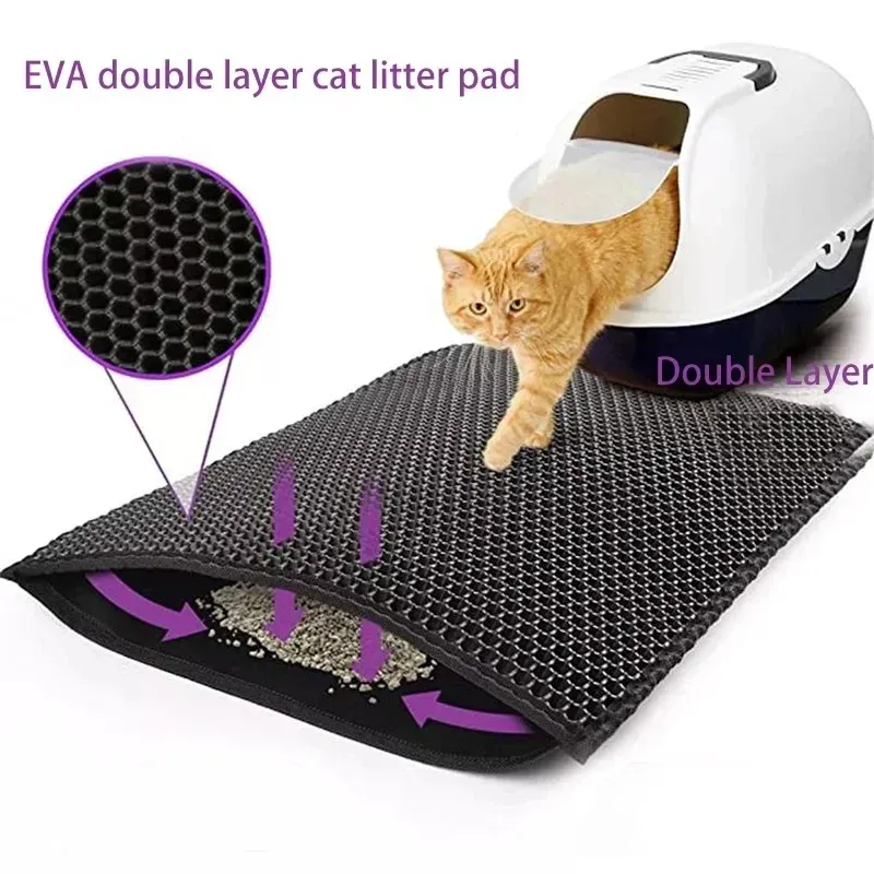 Katzenstreu Matte Mit Geschenk Doppel Schicht Wasserdichte Haustier Katzentoilette Matte Rutschfeste Sand Katze Pad Waschbar Bett Matte saubere Pad Produkte
