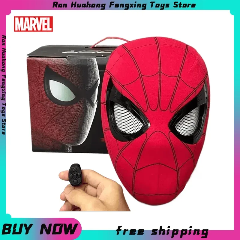 Mascara Spiderman Kopfbedeckung Maske Cosplay Bewegliche Augen Elektronische Maske Spider Man 1:1 Fernbedienung Elastische Spielzeug Erwachsene Kinder Geschenk