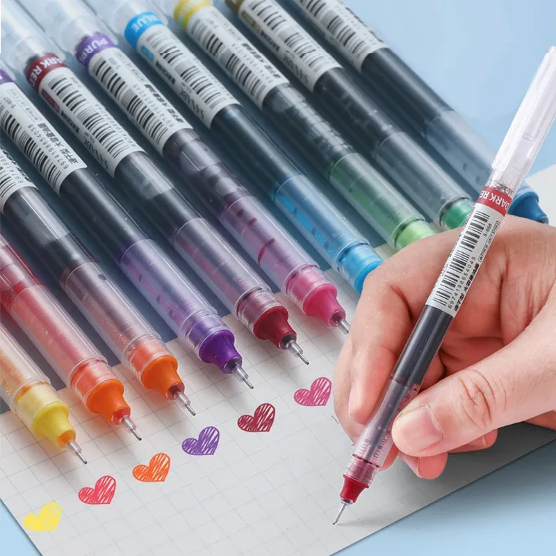 10 Stück Farbgel stifte. Schnellt rocknende große Kapazität, 0,5mm, geeignet für Studenten, Notizen, Markieren, Zeichnen, Buchhaltung.