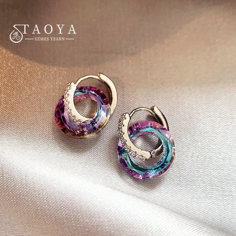 2024 sommer Neue Künstliche Fantasie Kristall Kreis Ring Schnalle Anhänger Ohrringe für frauen Luxus Schmuck Ungewöhnliche Zubehör