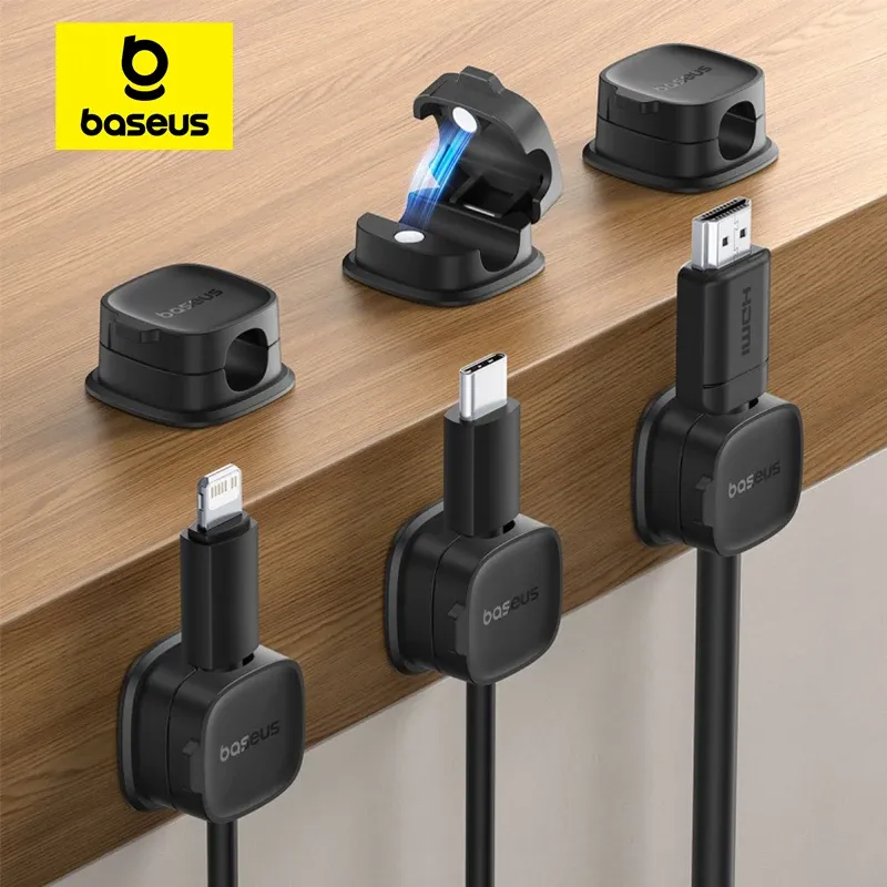Baseus Kabel-Organizer-Halter, magnetisches Kabel, glatt, verstellbar, Kabelhalter unter dem Schreibtisch, Kabelmanagement, Kabelhalter, Kabelklemmen