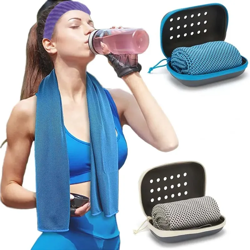 Schnell trocknendes Sport-Kühlhandtuch-Set, schweißabsorbierendes Polyester-Handtuch, geeignet für Yoga, Golf, Schwimmen, Fitness, Camping