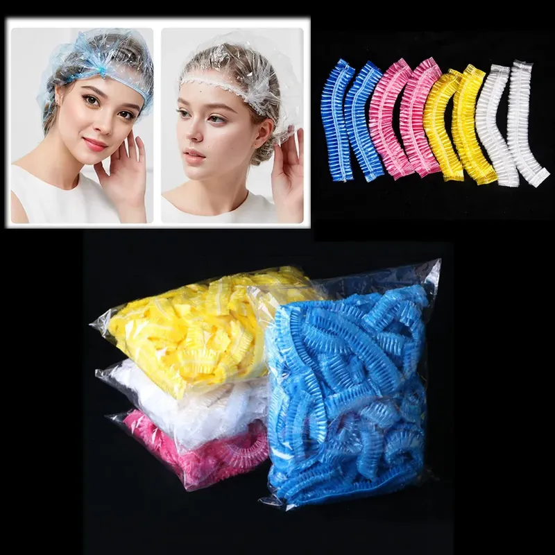 100/300 stücke Einweg Kunststoff Dusche Kappe Elastische Einweg Dusche Kappen Anti Staub Wasserdicht Hut Friseur Salon Schönheit Zubehör
