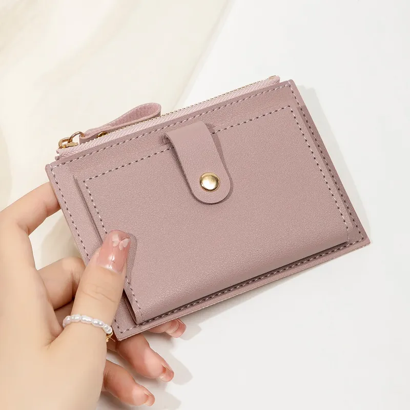 Minimalistische und modische kurze Kartentasche für Damen, ultradünne Null-Geldbörse aus Mini-PU-Leder, Damen-Geldbörse mit Kreditkarteninhaber