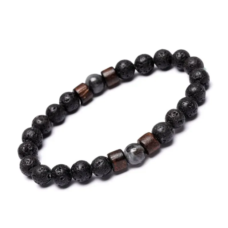 Vulkanstein-Armband für Männer, Lava-Holzperlen-Armband, tibetischer Buddha, Handgelenkkette, Damen- und Herrenschmuck, Geschenk, neue Armbänder