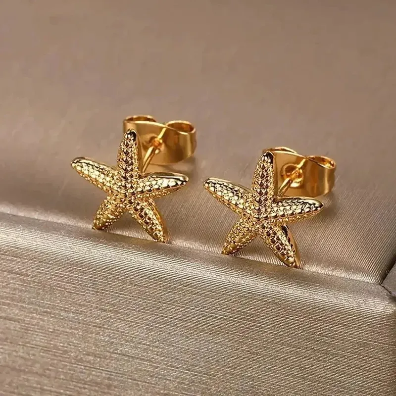 Vintage Sommer Seestern Edelstahl Stud Ohrringe Für Frauen Einfache Stern Shell Ohrringe Stud Ozean Party Schmuck Geschenk